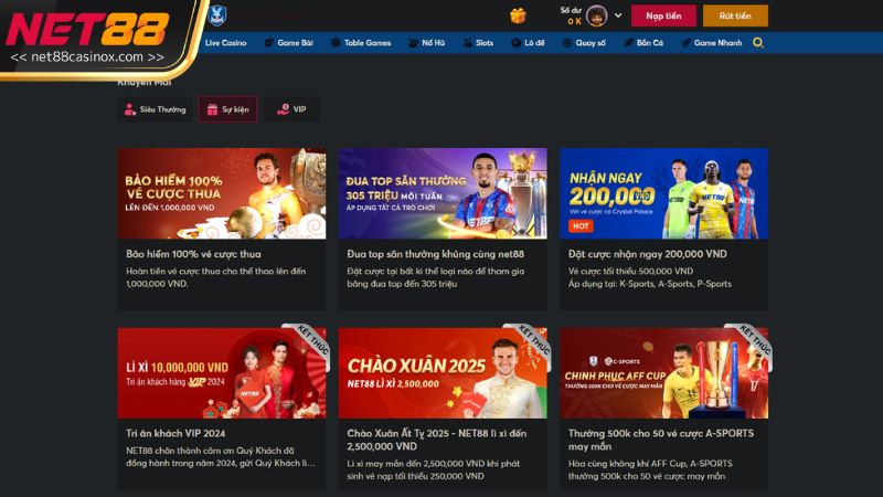 Các khuyến mãi NET88 nổi bật nhất 2025