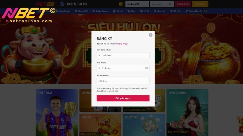 Hướng dẫn đăng ký tham gia trải nghiệm thể thao Net88