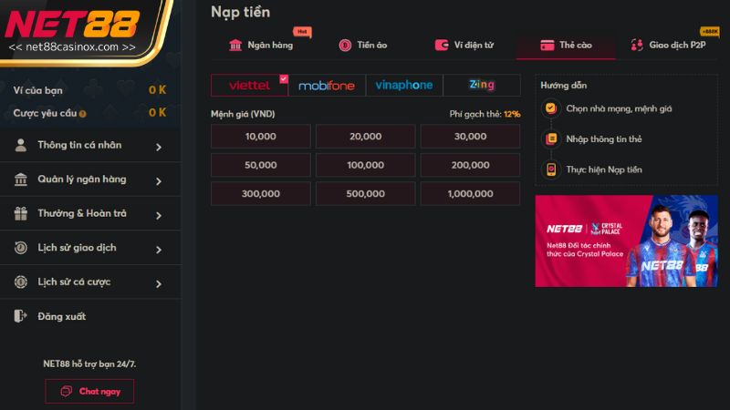 Lưu ý bạn cần nhớ khi nạp tiền NET88