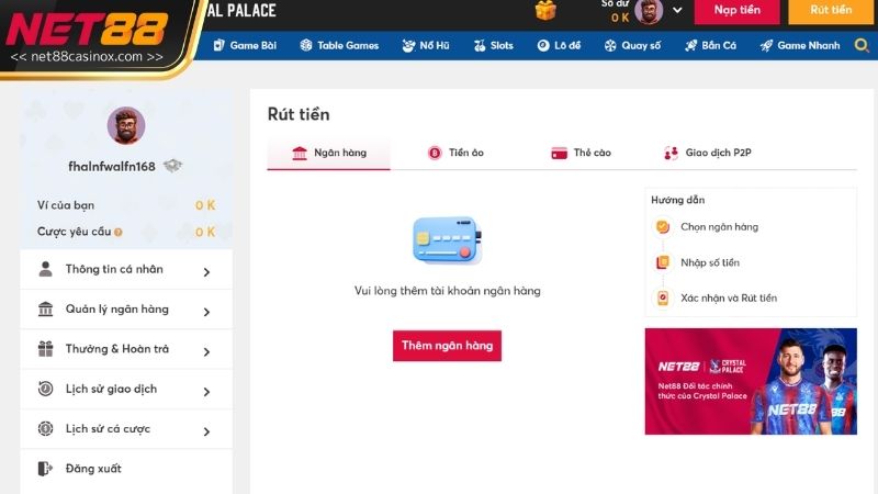 Những hình thức rút tiền NET88 đang áp dụng
