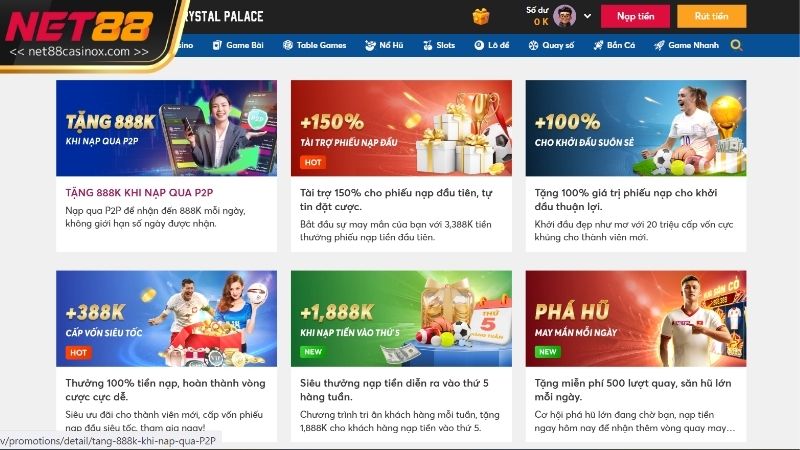 Sân chơi NET88 thường xuyên tổ chức nhiều chương trình khuyến mãi